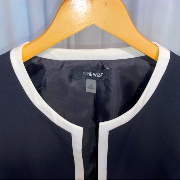 NWOT: NINE WEST - Jewel Neck Crepe Jacket - Black/White - Picture 5 of 6